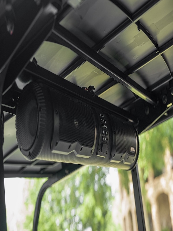 EZGo accessories options including a soundbar for your golf cart